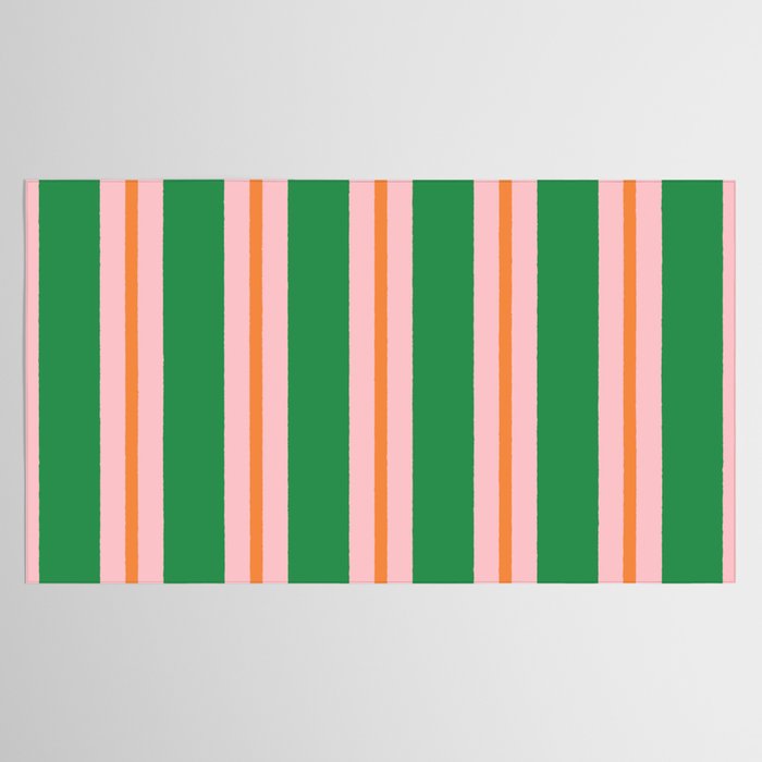 Bold Stripes Green Pink Orange Pattern Tablecloth Gallery Image 2