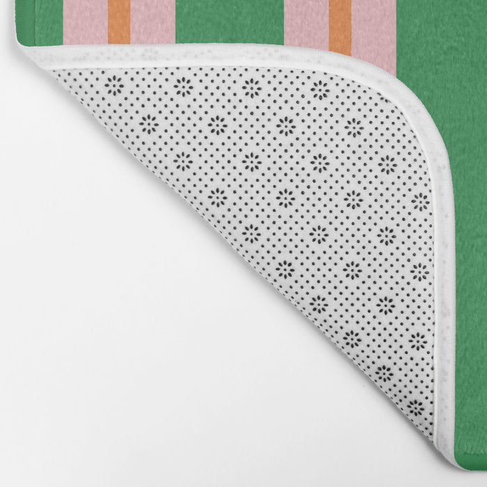 Bold Stripes Green Pink Orange Pattern Bath Mat Gallery Image 2