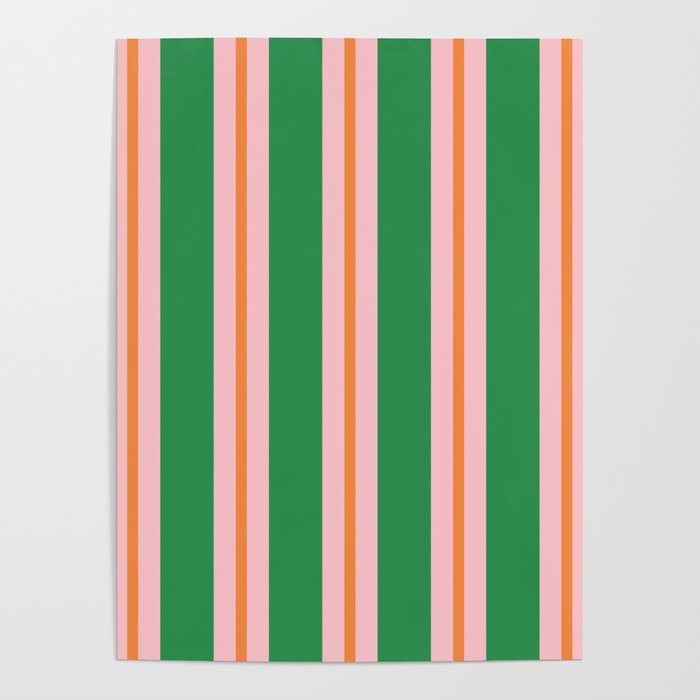 Bold Stripes Green Pink Orange Pattern Poster Gallery Image 4