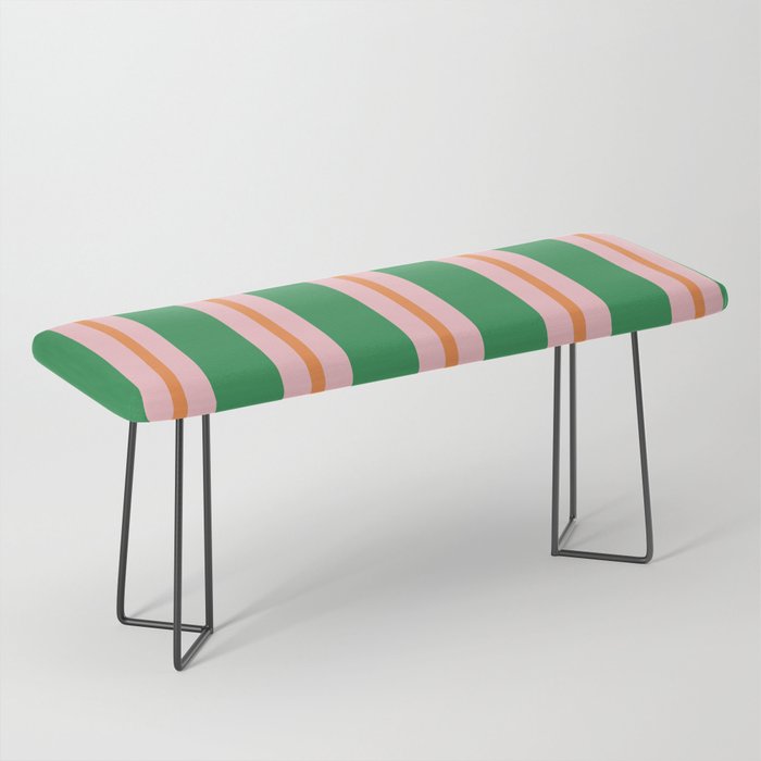 Bold Stripes Green Pink Orange Pattern Bench Gallery Image 1