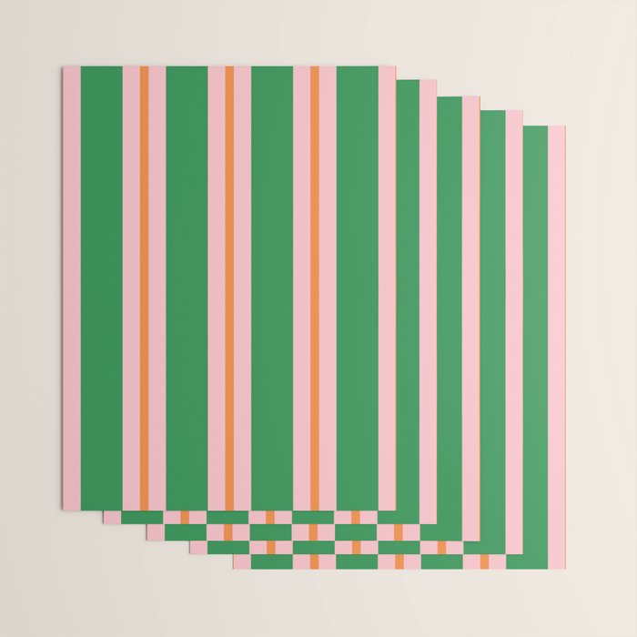 Bold Stripes Green Pink Orange Pattern Wrapping Paper Gallery Image 3