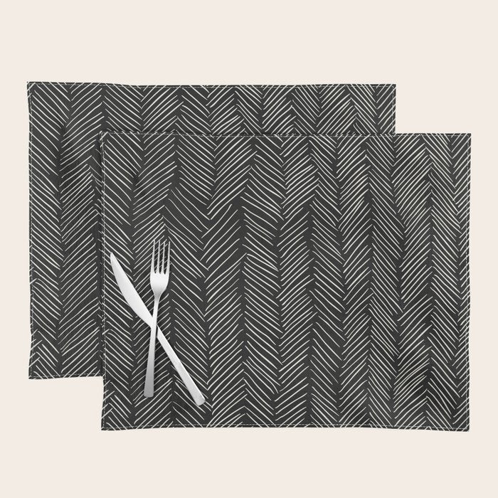 Herringbone Cream on Black Placemat Gallery Image 1