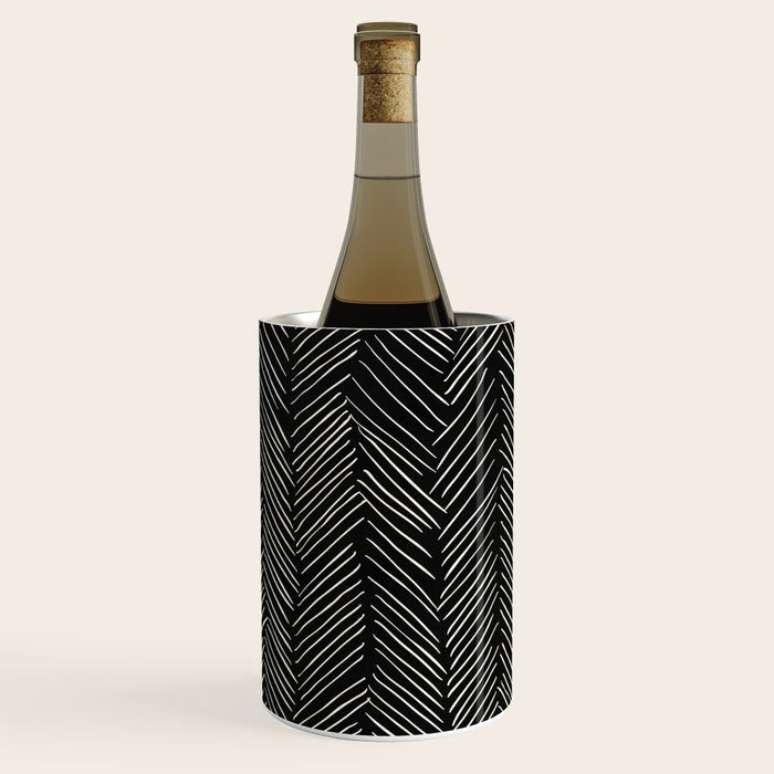 Herringbone Cream on Black Wine Chiller Gallery Image 2