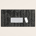 Herringbone Cream on Black Desk Mat Gallery Image 1
