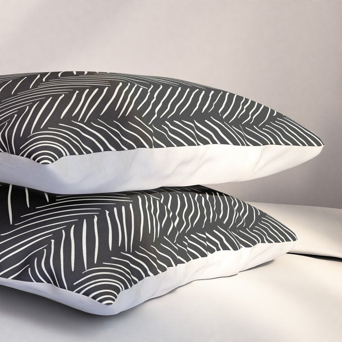 Herringbone Cream on Black Pillow Sham Gallery Image 3