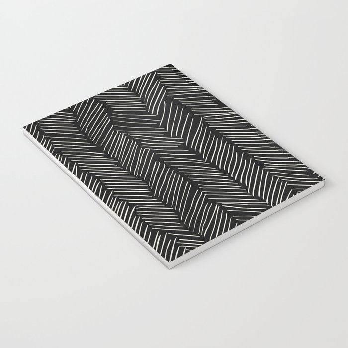 Herringbone Cream on Black Notebook Gallery Image 3