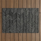 Herringbone Cream on Black Outdoor Rug Gallery Image 1
