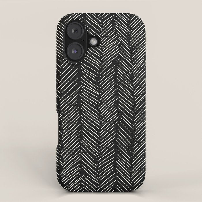 Herringbone Cream on Black iPhone Case Gallery Image 1