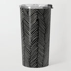 Herringbone Cream on Black Travel Mug Gallery Image 2