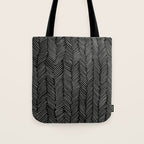 Herringbone Cream on Black Tote Bag Gallery Image 1