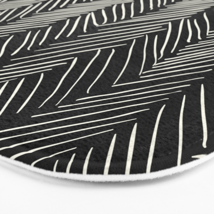 Herringbone Cream on Black Bath Mat Gallery Image 3