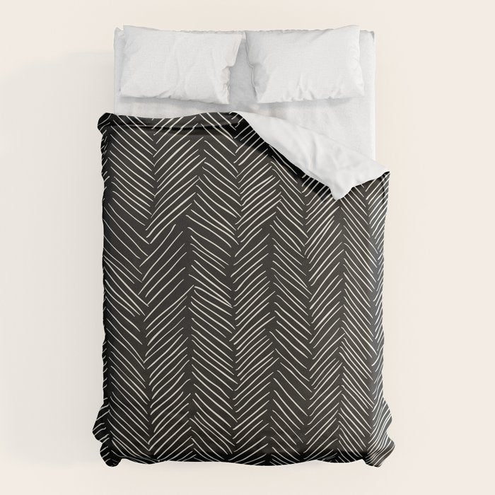 Herringbone Cream on Black Duvet Cover Gallery Image 6