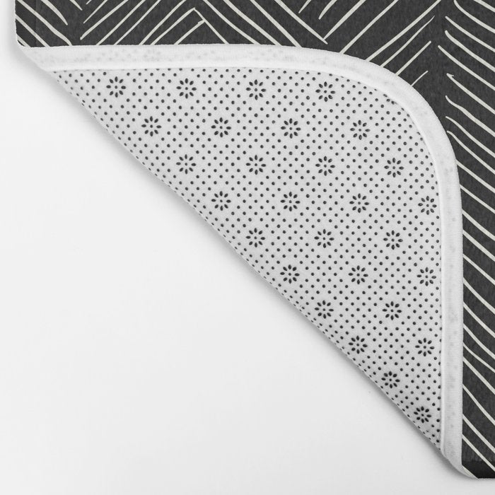 Herringbone Cream on Black Bath Mat Gallery Image 2