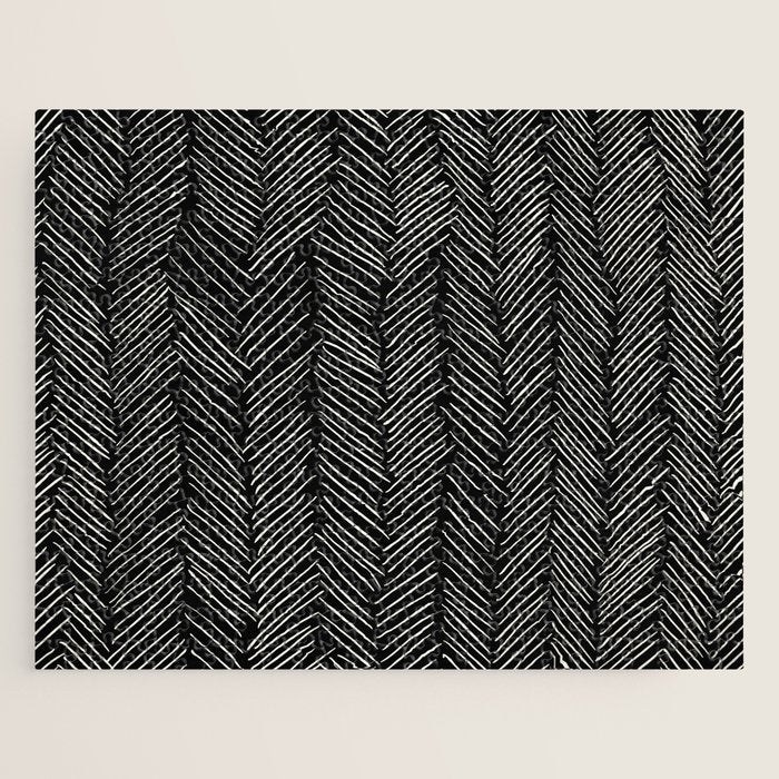 Herringbone Cream on Black Jigsaw Puzzle Gallery Image 1