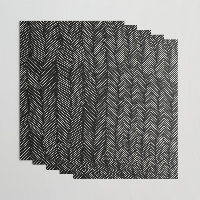 Herringbone Cream on Black Wrapping Paper Gallery Image 3