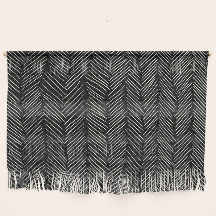 Herringbone Cream on Black Wall Hanging Gallery Image 1