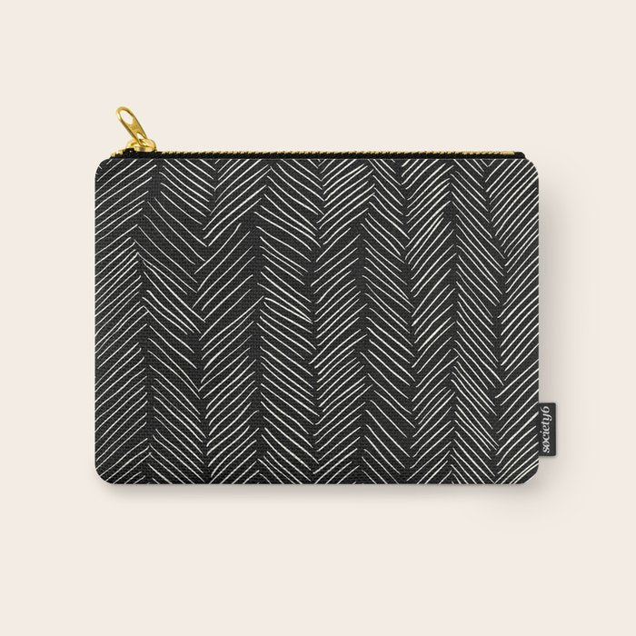 Herringbone Cream on Black Carry All Pouch Gallery Image 1