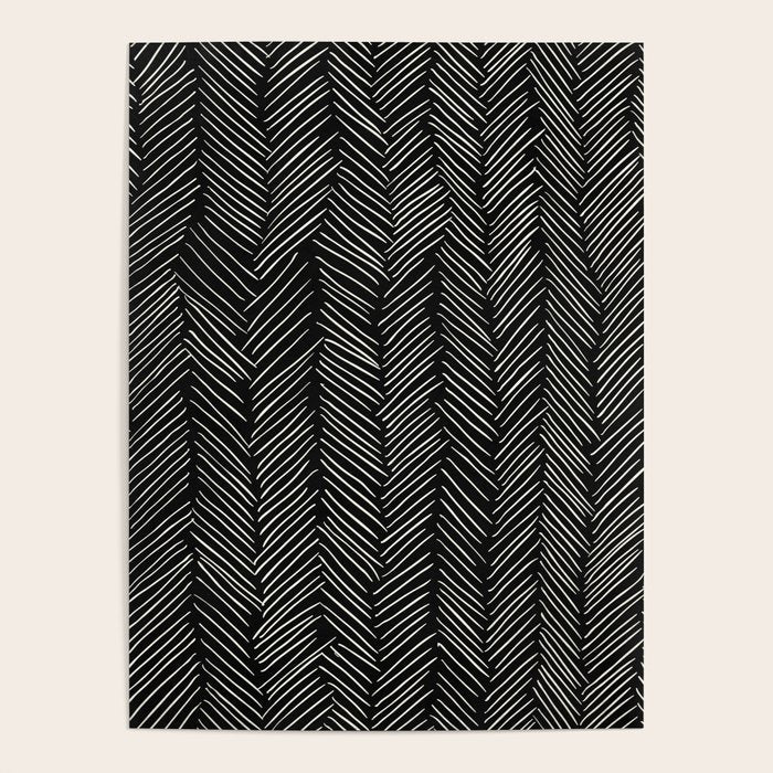 Herringbone Cream on Black Poster Gallery Image 1