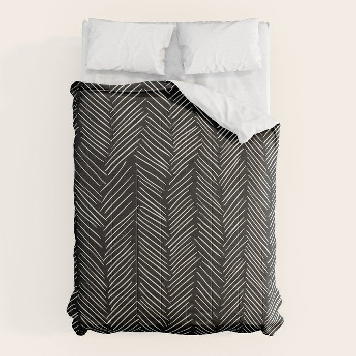 Herringbone Cream on Black Comforter Gallery Image 6