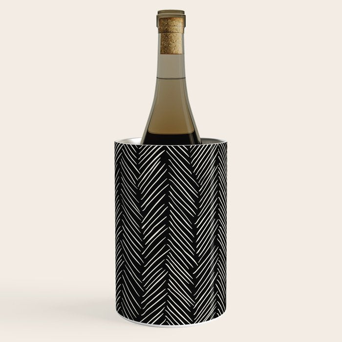 Herringbone Cream on Black Wine Chiller Gallery Image 3