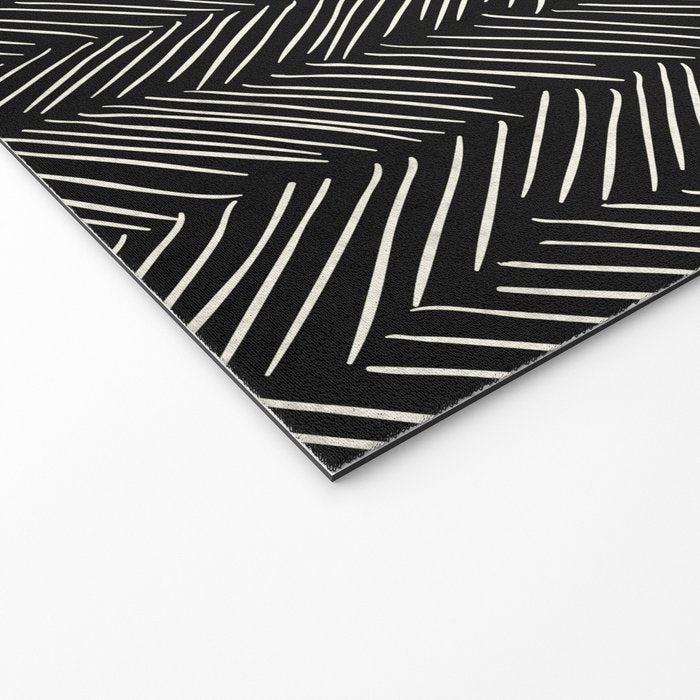 Herringbone Cream on Black Welcome Mat Gallery Image 2