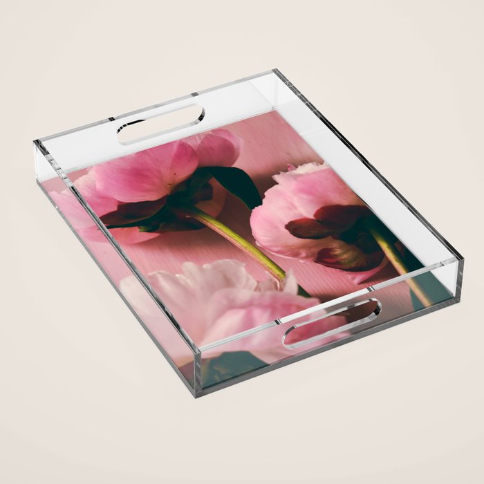 Pink Peony Love Acrylic Tray Gallery Image 1