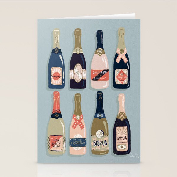 French Champagne Collection - Navy & Coral Stationery Card Gallery Image 1
