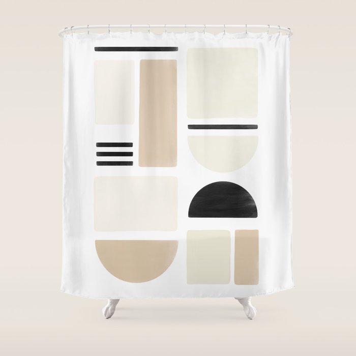 Geometrics | Black Shower Curtain Gallery Image 1