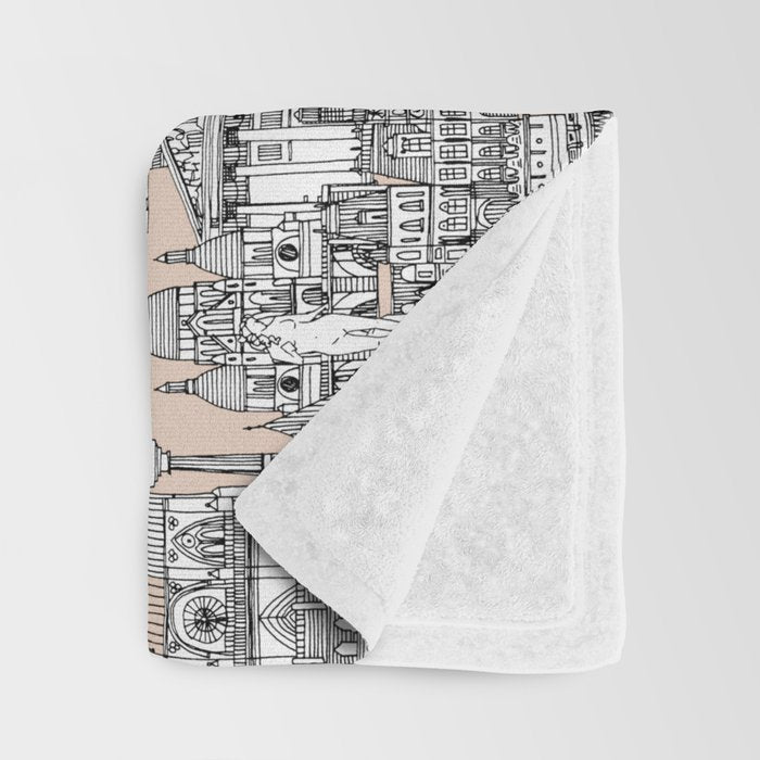 Paris toile sugar pink Throw Blanket Gallery Image 3