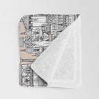 Paris toile sugar pink Throw Blanket Gallery Image 3