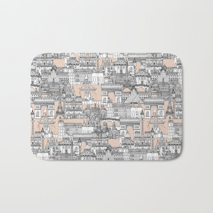Paris toile sugar pink Bath Mat Gallery Image 1