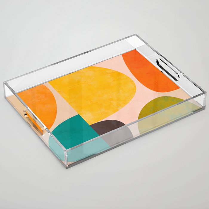 abstract painterly mid century shapes 3 Acrylic Tray Gallery Image 1