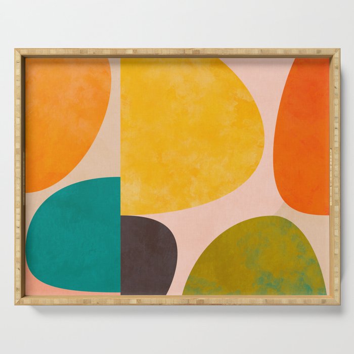 abstract painterly mid century shapes 3 Serving Tray Gallery Image 1