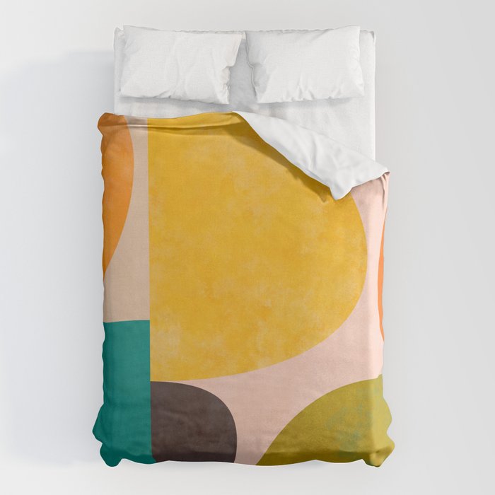 abstract painterly mid century shapes 3 Duvet Cover Gallery Image 1