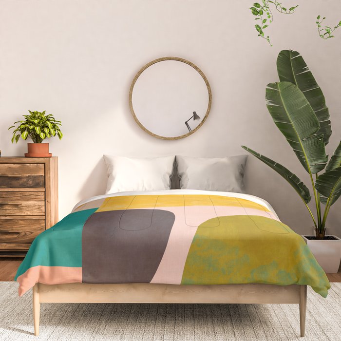 abstract painterly mid century shapes 3 Comforter Gallery Image 3