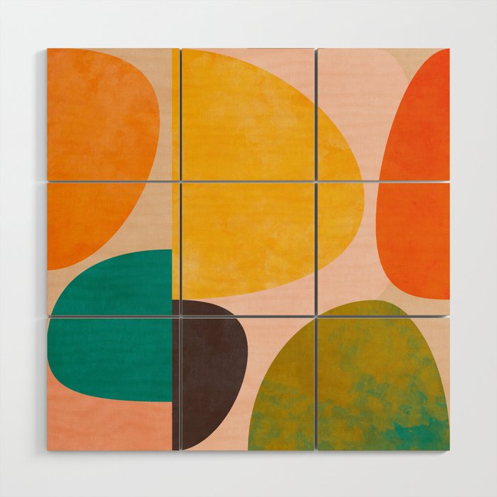 abstract painterly mid century shapes 3 Wood Wall Art Gallery Image 1