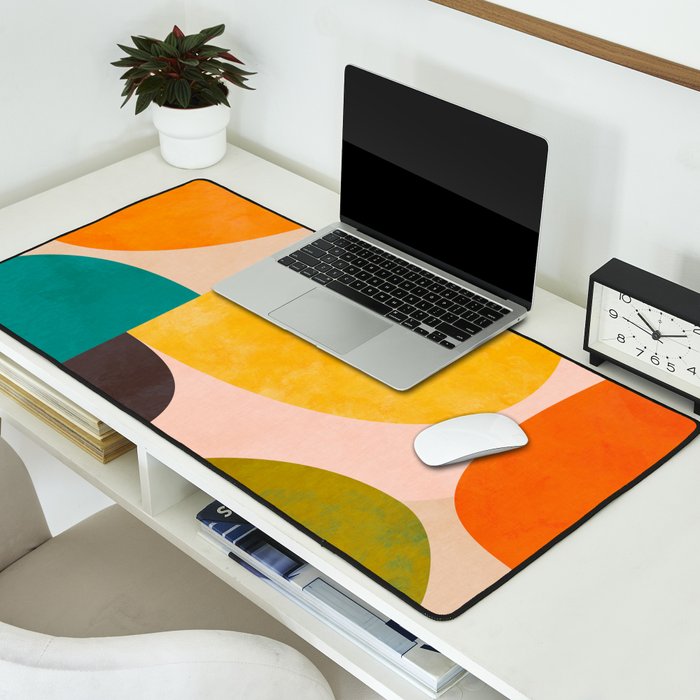 abstract painterly mid century shapes 3 Desk Mat Gallery Image 2