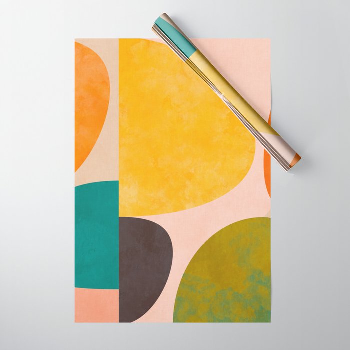 abstract painterly mid century shapes 3 Wrapping Paper Gallery Image 1