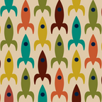 Space Age Rocket Ships - Atomic Age Mid-Century Modern Pattern in Mid Mod Colors on Beige Coffee Mug Gallery Image 2