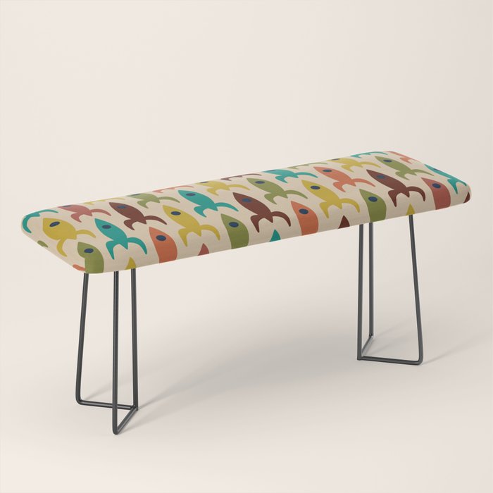 Space Age Rocket Ships - Atomic Age Mid-Century Modern Pattern in Mid Mod Colors on Beige Bench Gallery Image 1