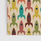 Space Age Rocket Ships - Atomic Age Mid-Century Modern Pattern in Mid Mod Colors on Beige Poster Gallery Image 3
