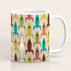 Space Age Rocket Ships - Atomic Age Mid-Century Modern Pattern in Mid Mod Colors on Beige Coffee Mug Gallery Image 1
