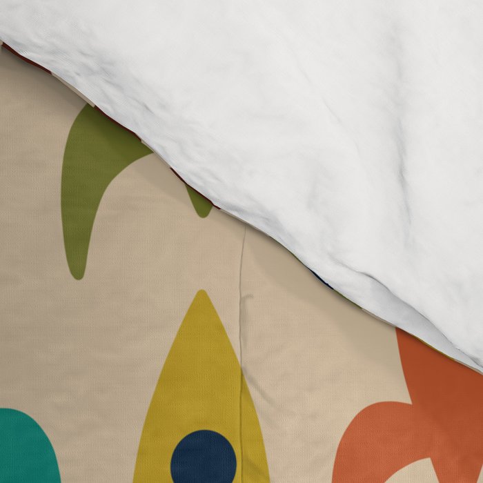 Space Age Rocket Ships - Atomic Age Mid-Century Modern Pattern in Mid Mod Colors on Beige Comforter Gallery Image 4
