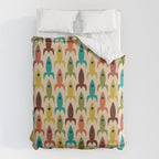 Space Age Rocket Ships - Atomic Age Mid-Century Modern Pattern in Mid Mod Colors on Beige Duvet Cover Gallery Image 6