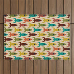 Space Age Rocket Ships - Atomic Age Mid-Century Modern Pattern in Mid Mod Colors on Beige Outdoor Rug Gallery Image 1
