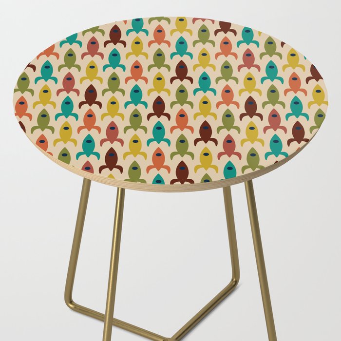 Space Age Rocket Ships - Atomic Age Mid-Century Modern Pattern in Mid Mod Colors on Beige Side Table Gallery Image 2