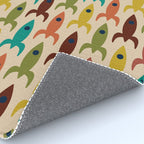 Space Age Rocket Ships - Atomic Age Mid-Century Modern Pattern in Mid Mod Colors on Beige Rug Gallery Image 4