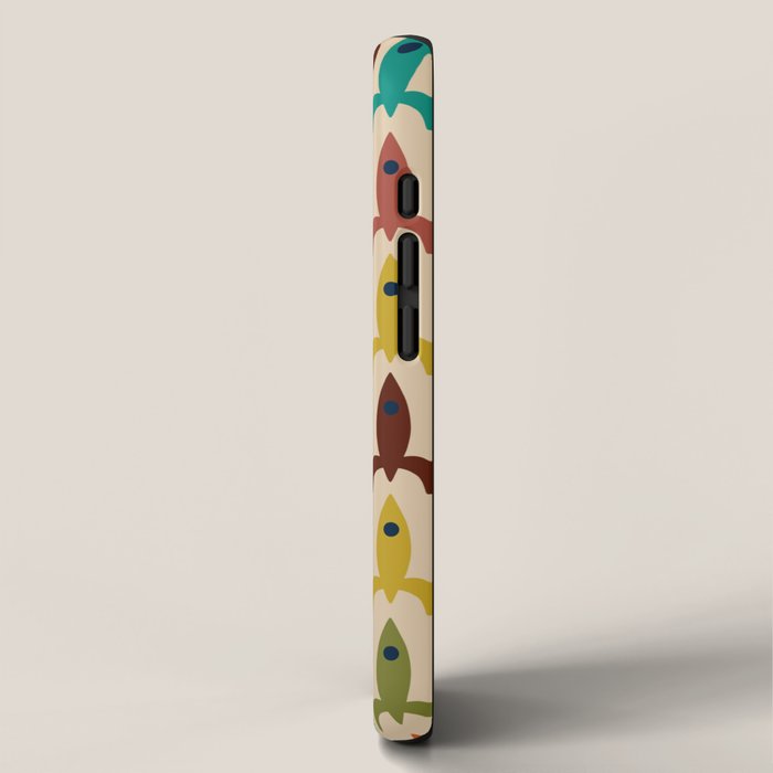 Space Age Rocket Ships - Atomic Age Mid-Century Modern Pattern in Mid Mod Colors on Beige iPhone Case Gallery Image 2