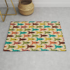 Space Age Rocket Ships - Atomic Age Mid-Century Modern Pattern in Mid Mod Colors on Beige Rug Gallery Image 1