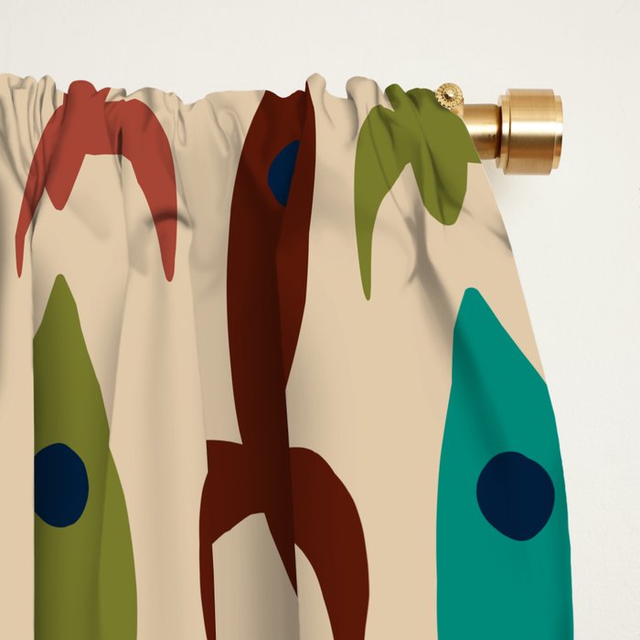 Space Age Rocket Ships - Atomic Age Mid-Century Modern Pattern in Mid Mod Colors on Beige Window Curtain Gallery Image 2